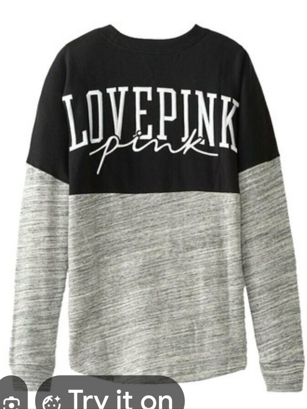 PINK Victoria's Secret Black and Gray LOVE PINK Pullover Sweater